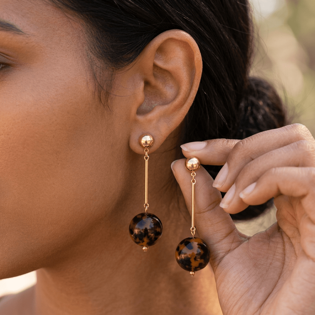 Women's Retro Geometric Leopard Print Drop Earrings, Stylish