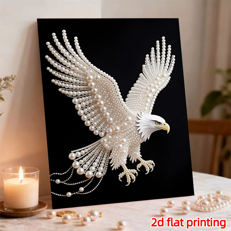TEMU 2d Flat Printing Painting, Eagle Spreading Its Wings, Frameless, Handmade Diamond Painting Kit With Pearls, Suitable For Bedroom Decoration,