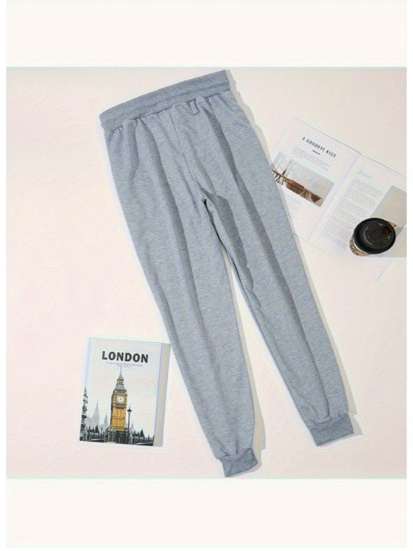 3pcs Men'S Casual Joggers with Elastic Drawstring Waist & Cuffed Ankles - 100% Polyester Knit, Loose Fit Print Athletic Pants for Gym, Running, All-Season Comfort (Grey/Navy/)