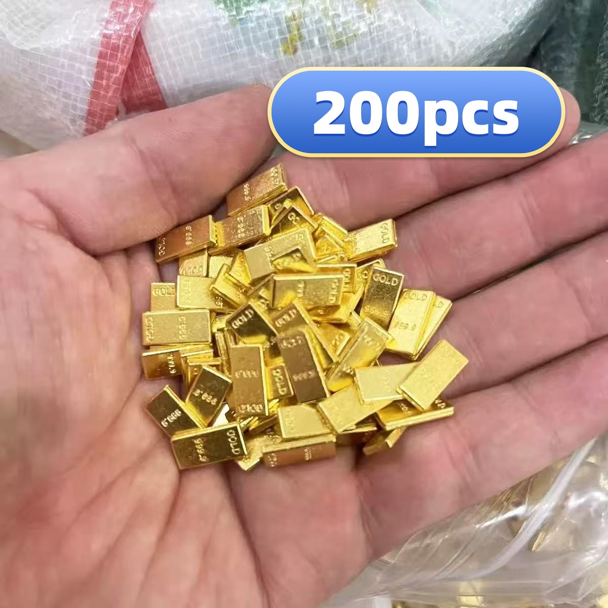 E-shop 200 Stück Mini-Goldbarren oder -Set, Einzigartige Handwerkskunst, Aus massivem Kunststoff, Gestaltet als Goldbarren oder , für DIY-Dekorationen,