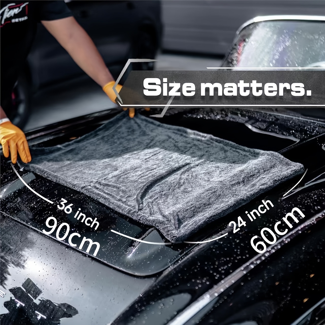 TEMU 24inch By 36inch Spiral Drying Towel, Lint Free And Edge Seamless, Reusable â Automotive Accessory, Microfiber Cleaning Cloth For Sedan, Truck,