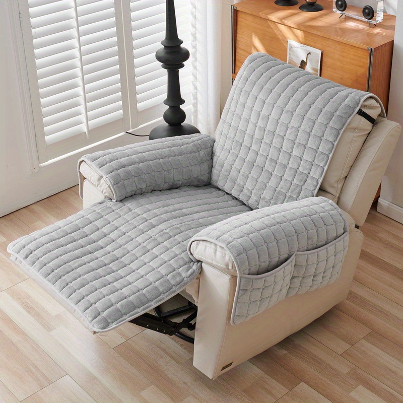 TEMU Pure Grey Winter Square Plush Sofa Cushion Non- Slip Cushion Autumn And Winter Flannel Warm Sofa Cover Towel