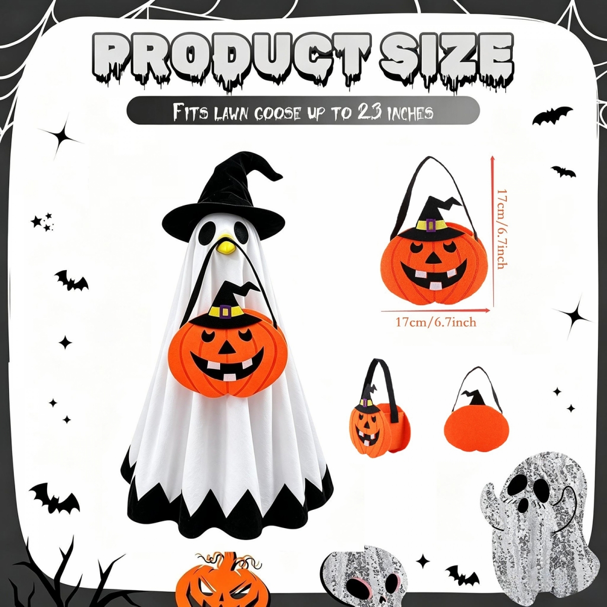 Porch Goose Halloween Costume Set with Cape, Hat & Pumpkin Bag