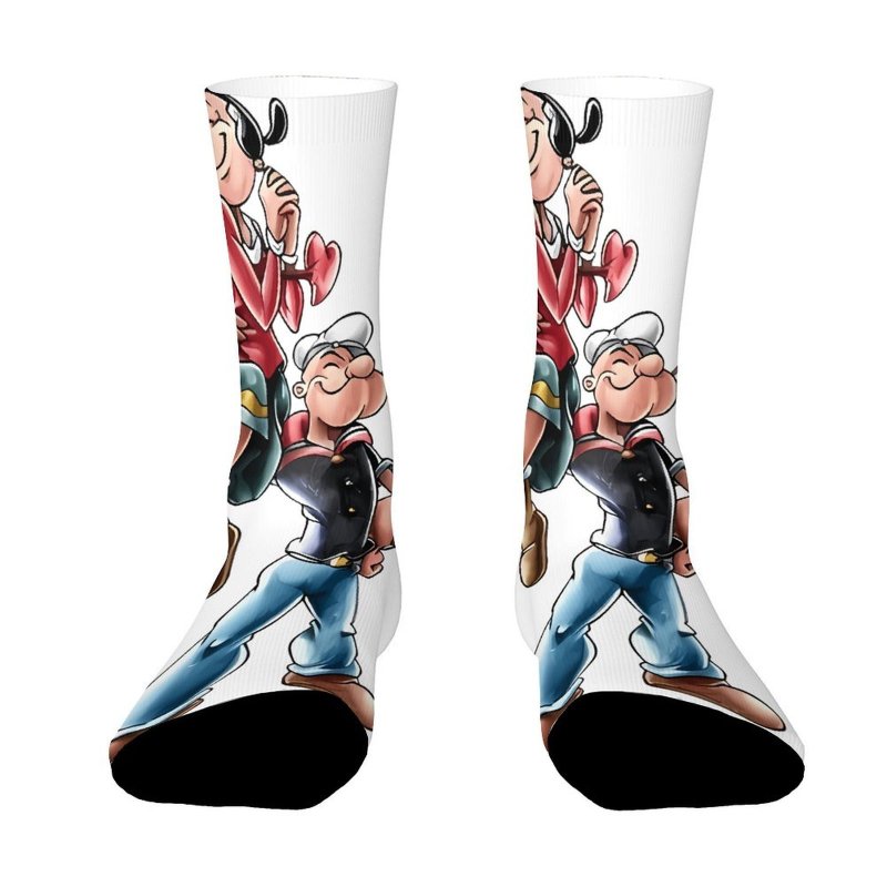 TEMU 1 Pair Of Unisex Outdoor Socks Featuring A Vibrant And Printed Design Of A Cartoon Sailor And. Mid-calf Socks Are Machine Washable, Ideal For
