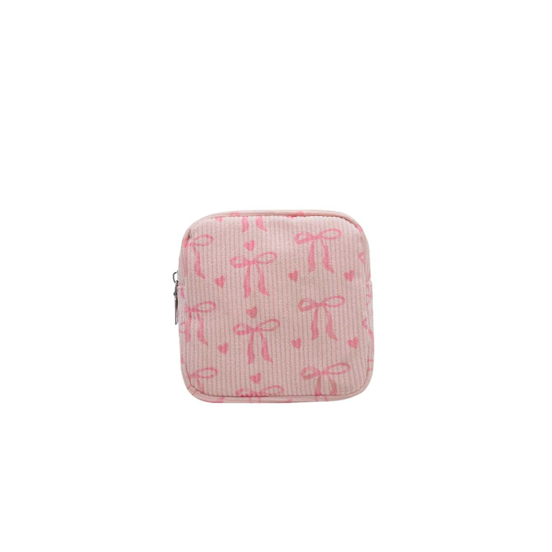 TEMU Borsa porta assorbenti in velluto a con e cuore stampato, custodia portatile per assorbenti mestruali, borsa per tamponi per il mestruale, borsa