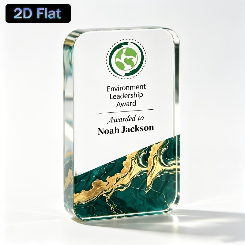 TEMU 2d Flat, 2d Customized Mini Acrylic Trophy With Logo And Name, A Gorgeous And Small Trophy Decoration, A Rectangular Decoration That Customized