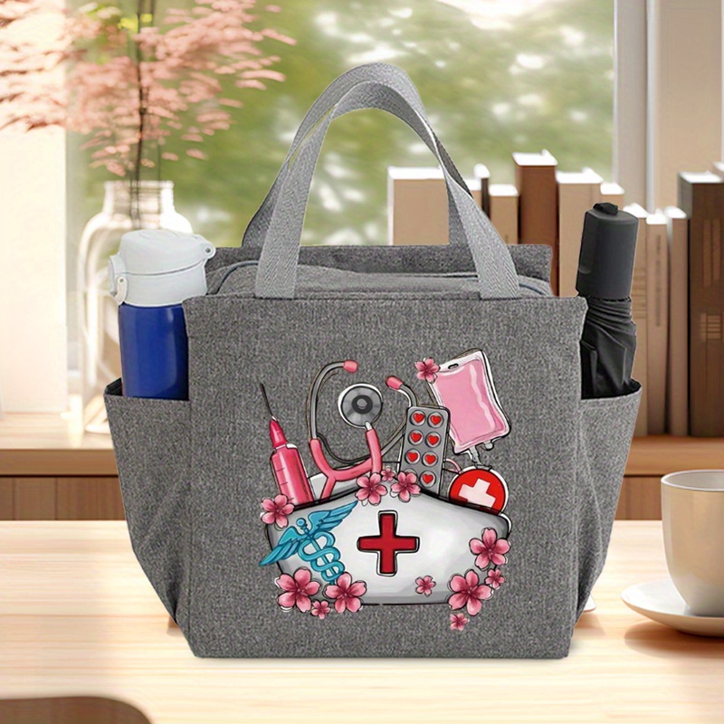 Image of Stylish Large Capacity Student Bag, Student Handbag, Handbag With "nurse" Letter Print - Foldable Design, Perfect For Outdoor And Use - Ideal Gift