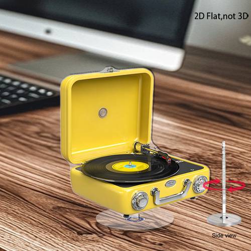 2d flat design vintage style vinyl record player with a rotatable turntable and control knob 2 in 1 display and functional compact acrylic material with a lightweight and portable suitable for home office