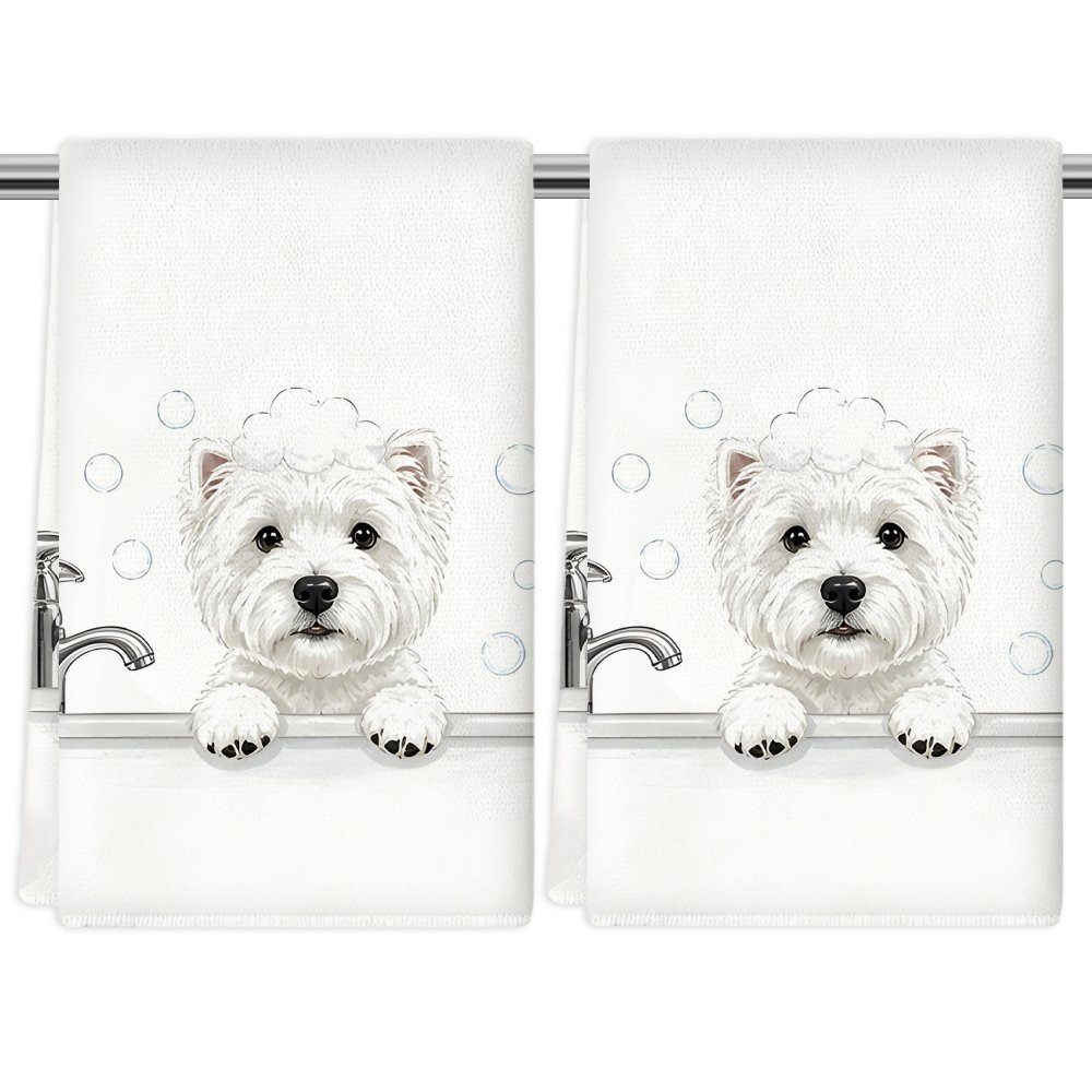 TEMU 2pcs Bubble Hand Towels Suitable For Mom, Soft Absorbent Microfiber Tea Towels With Bubble Dog, Modern Decorative Washable Kitchen & Gift For