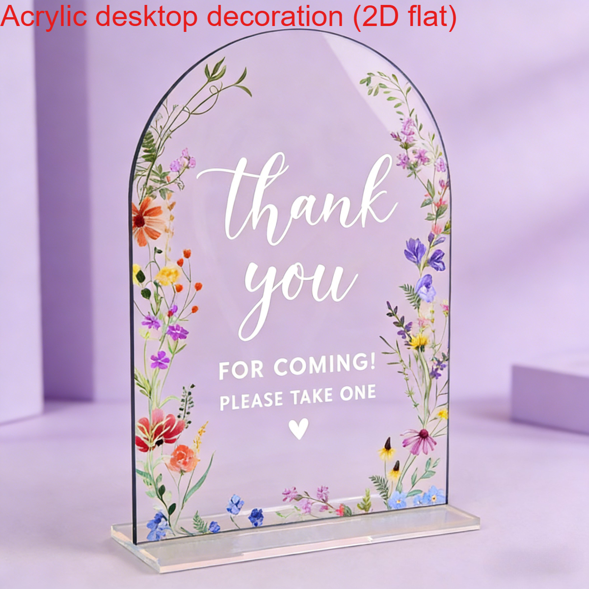 TEMU 2d Flat - [2d Flat] A 2d Acrylic Sign For A Wedding Ceremony Featuring Floral Designs, A Reception Board That Says '', Suitable For Tabletop