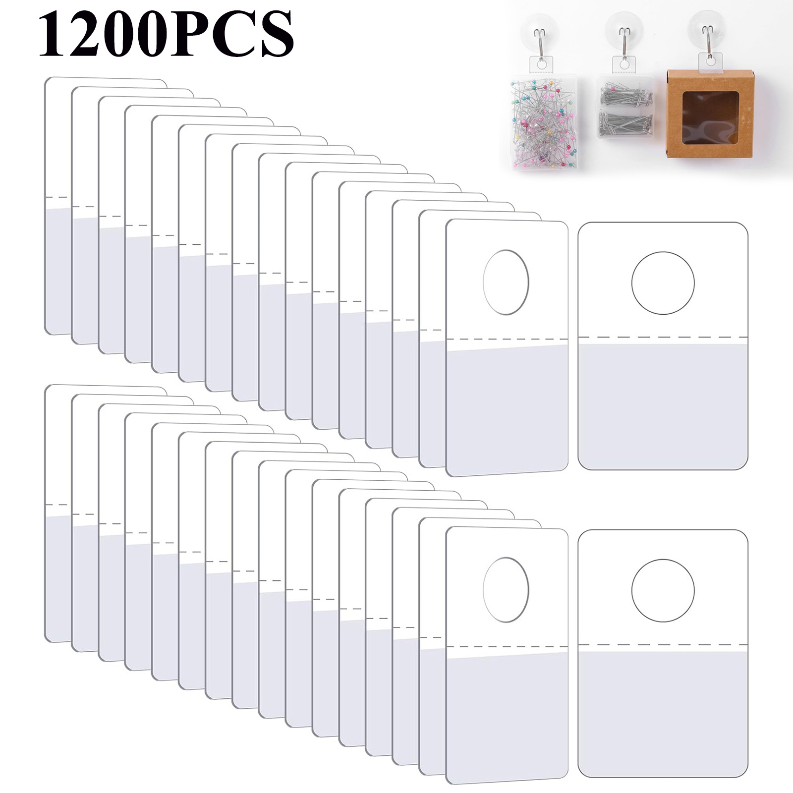 TEMU 1200pcs Hanging Tabs Round Hole, Transparent Hole Hangers For Products Self-adhesive Hangers, Strong Adhesive Hang Tag For Items Retail Display