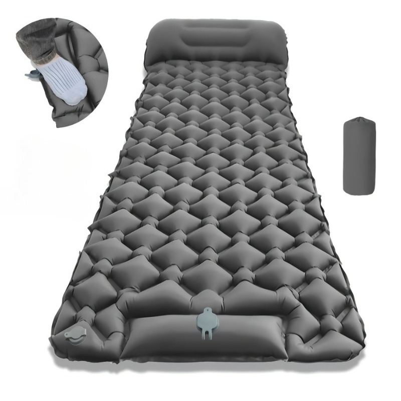 TEMU Matelas Gonflable d'Extérieur 1 pièce Disponible en 4 Couleurs, Diamant avec Pompe à Pied Intégrée, Livré avec un Sac de Rangement, Léger,