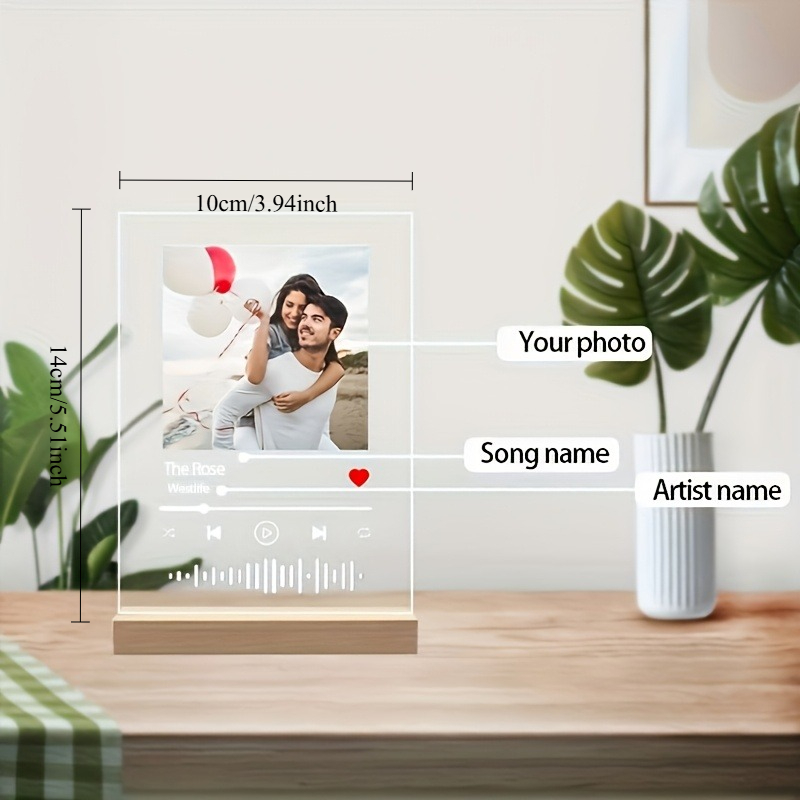 TEMU 2d Flat, Personalized Photo/song/artist Plaque - Custom Photo Picture & Suitable For Couples, Wedding Anniversary, Valentine's Day Present With