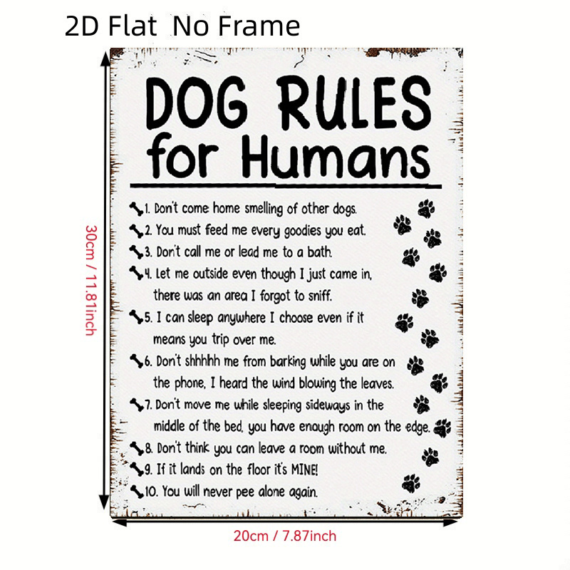 TEMU 2d Flat, 2d Flat, 2d Flat No Frame Dog&;s Rules For Humans - Canvas Art, Ideal For Home And Office Decor, Perfect Gift For Dog Lovers Size: