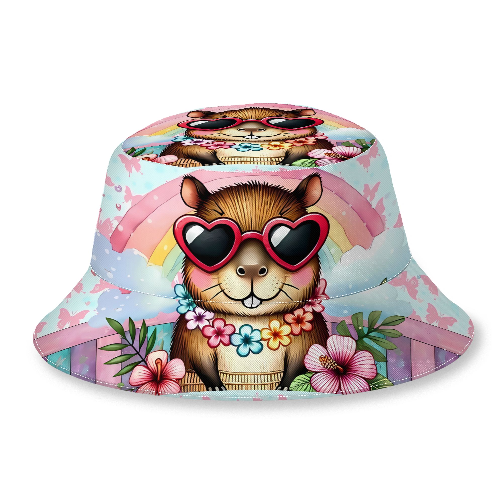 TEMU 2d Print Design Capybara Fashion Outdoor Bucket Hat Unisex Outdoor Street Cap