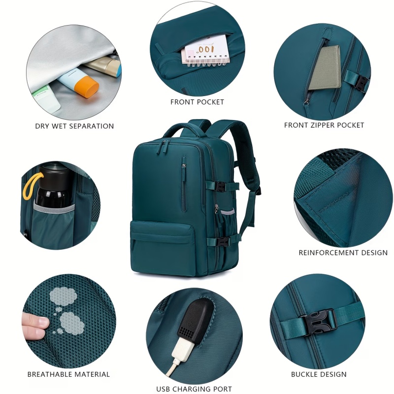 TEMU A Largecapacity Travel Backpack For Work, Suitable For Business Air Travel With . 6- Inch Laptop Compartment, Designed For Tablets, Laptops, And