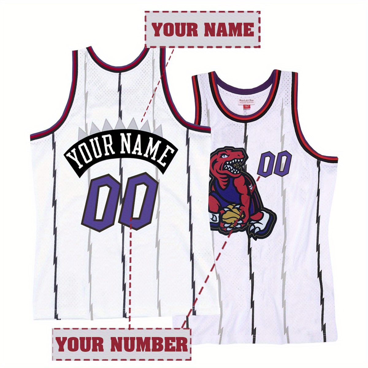 

1pc Customizable Basketball Jersey - Personalized Name & Number Embroidery, Breathable Polyester, Crew Neck, Loose Fit, Sports Top For Men, Suitable For &