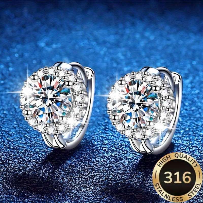 TEMU 1 Pair High-quality Steel Hypoallergenic Sparkling Luxurious Elegant Sunflower Floral Women's Earrings Hoop Suitable For Daily Holiday Wear And