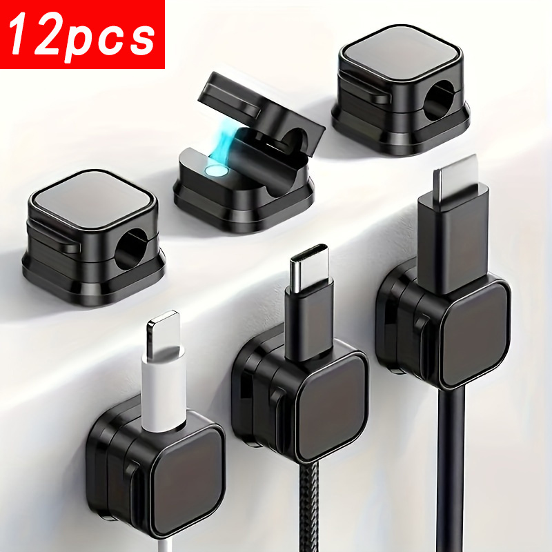 TEMU 12pcs Cable Clips - Cord Holder & Cable Organizer For Desk, Home, Car & Office - For Everyone - Organize Cables & Wires - Perfect Gift For Tech