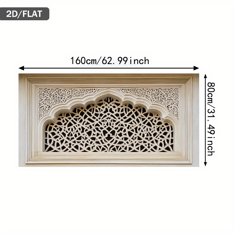 TEMU 2d Flat, 2d Flat 1pc 31.49*62.99in/80*160cm Modern Abstract Arabesque Patterns On A Window Frame Print Art Wall Art Canvas Painting Art For