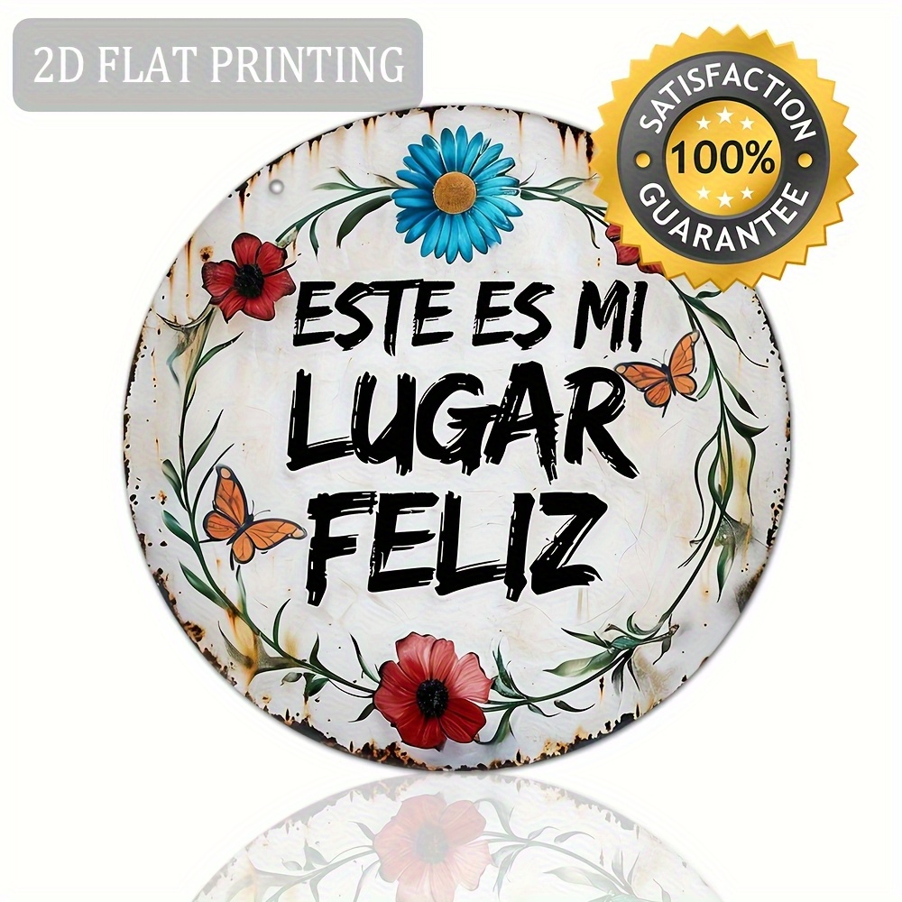 TEMU de Pared Vintage Español en 2D , Estilo Artesanal - " es " Letrero de Metal con , Adecuado para Decoración y Oficina, Acabado Desgastado,