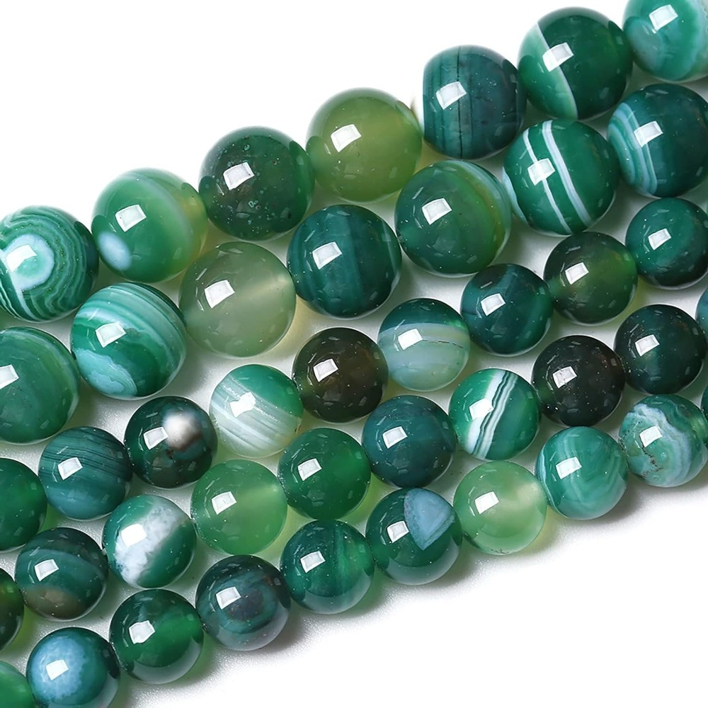 TEMU Perles rondes en naturelle d'agate à rayures , tailles multiples 4/6/8/10 mm, ajouts de bijoux faits à , très appropriés pour la fabrication de