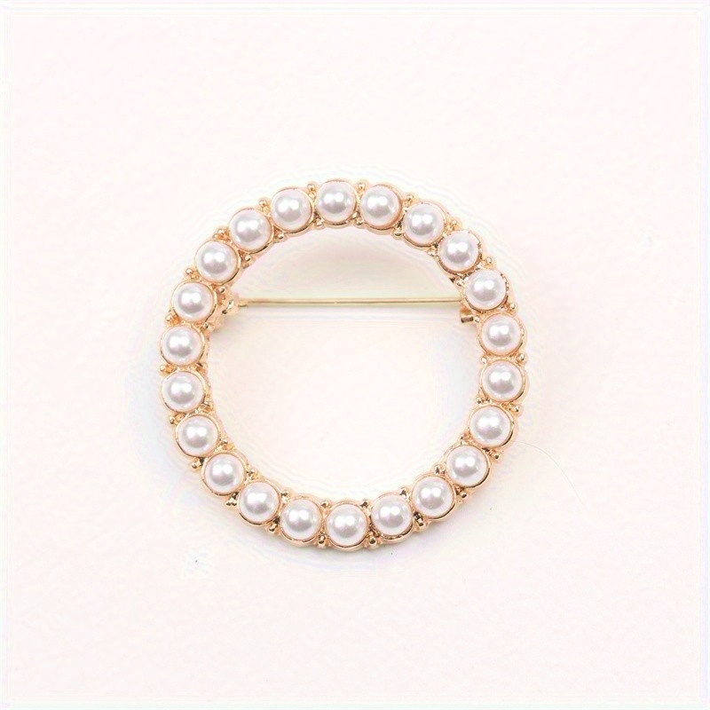 Image of Elegant Women's Brooch With Pearl-encrusted Ring & Chain - Versatile Knotting Pin For Coats, Belts, Jackets - Chic Accessory For Casual & Formal Outfits
