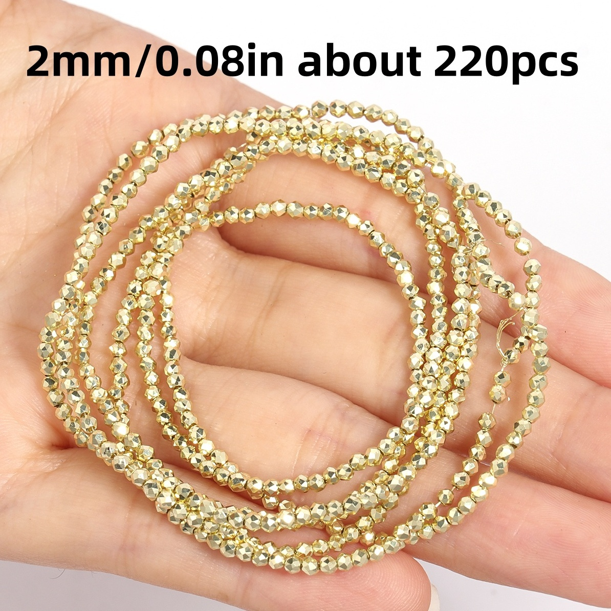 Image of 2/3mm Golden Silvery Ab Color Austria Crystal Beads, Tiny Loose Spacer Beads And Bead Assortments For Jewelry Making, Charm Earring Bracelet Necklaces, Ideal Gifts