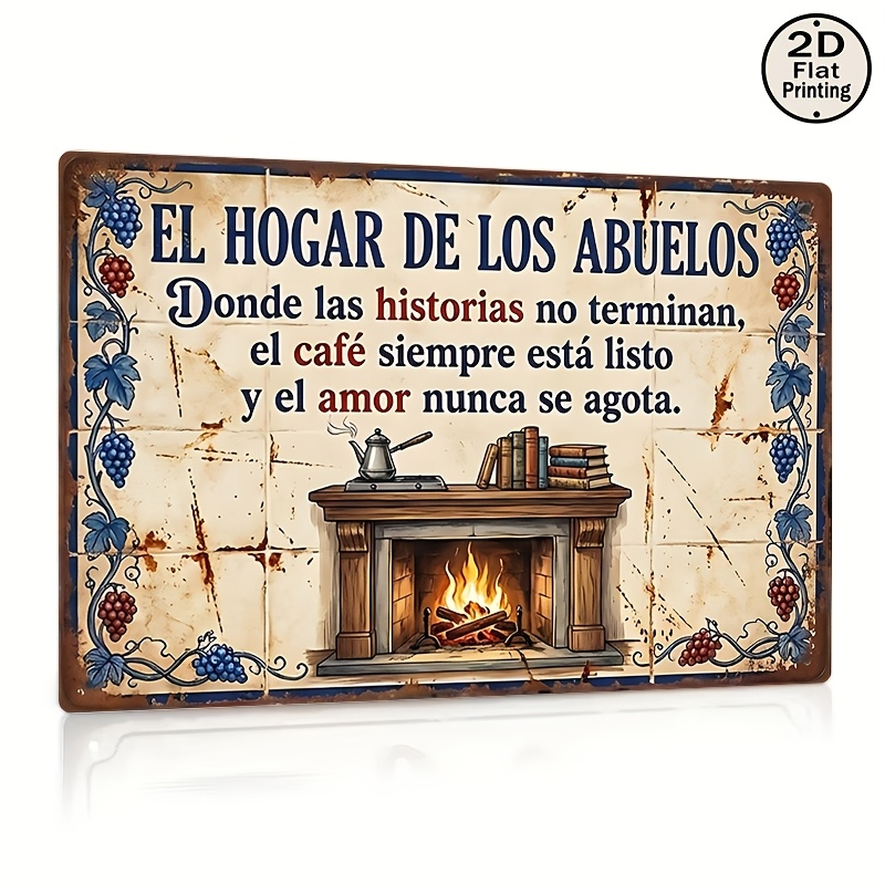 TEMU Letrero de pared 2D de madera artificial vintage, 1 pieza, para - Panel retro cuadrado sin de 8x12 con texto en inglés "Historias y amor para ",