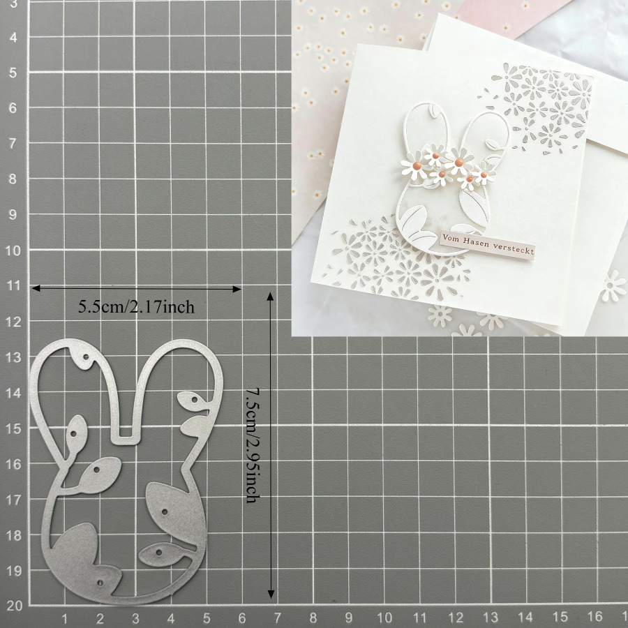 E-shop Neu eingetroffen: Hasenköpfe mit Blättern, Metall Schneidstempel für Scrapbooking, Kartenherstellung, Schablonen, Prägungs- und Basteldekoration