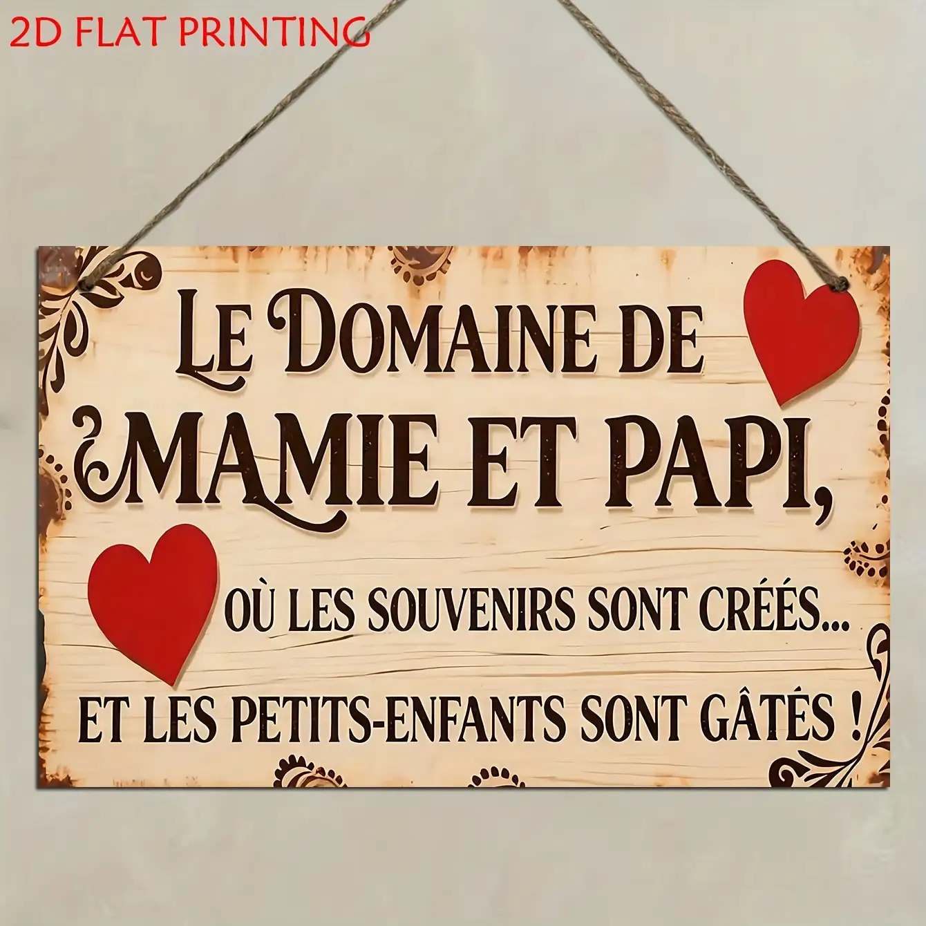 TEMU Plaque Murale Française 2D Plate - 2D, 1pc "Maison de et de " - Française "À Maison de Et " - Plaque Vintage Bois, Convient pour Décoration