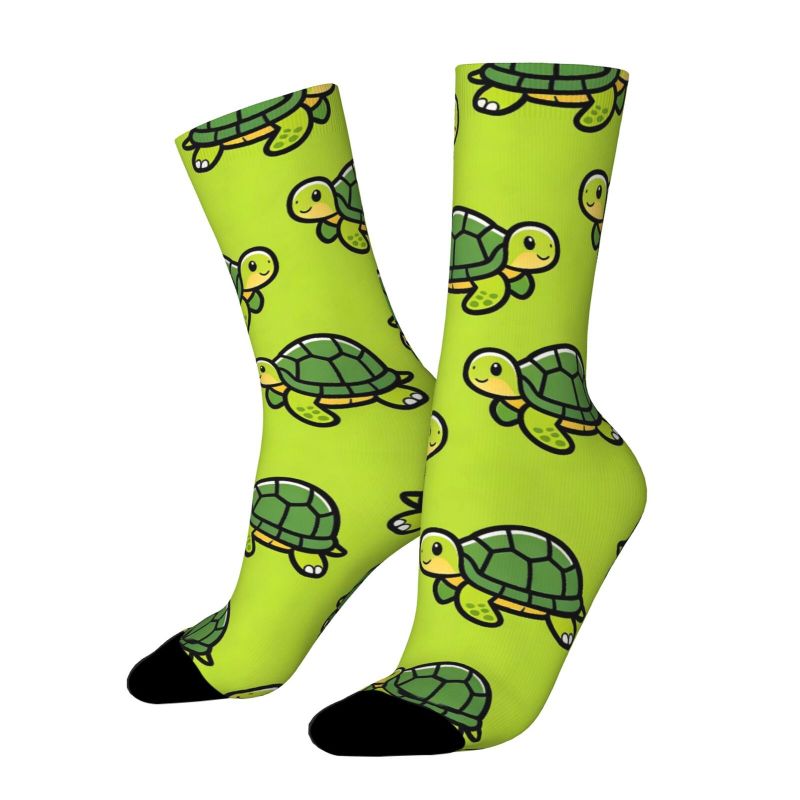 TEMU A Pair Of Unisex Outdoor Socks With A Cute Turtle Pattern For Valentine's Day, Featuring A And Design. Machine Washable, Suitable For Outdoor