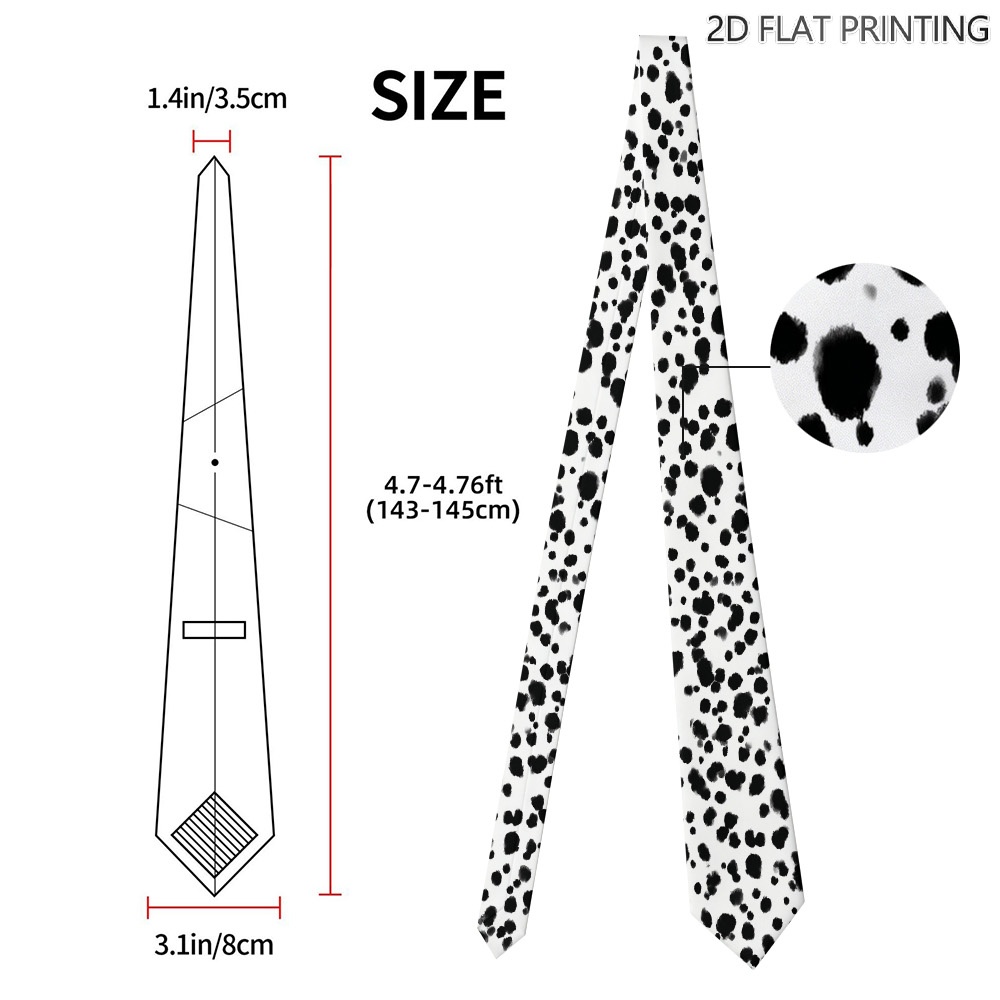 TEMU 1pc Halloween Dalmatian Dog Spots Print Tie - Stylish Design, Comfortable For Wear