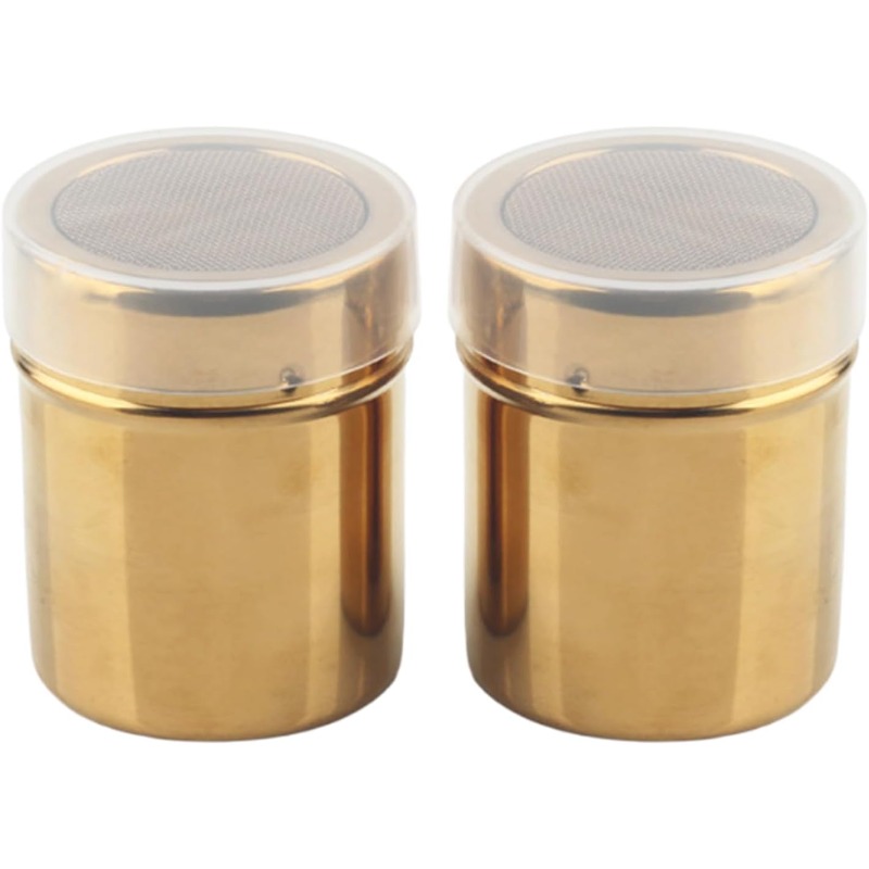 E-shop 2 Stk. Edelstahl-Puderschüttler, feinmaschige Schütterdosen mit Deckel, Puderzuckerspender zum Sieben von /Zimtpulver/Kaffee/Salz/Pfeffer