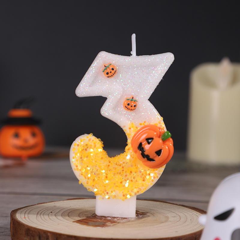 TEMU Party Table Centerpiece - 1 Halloween Pumpkin Themed Glitter 0-9 Birthday Candle, Suitable For Indoor/outdoor Event And Party Decorations,