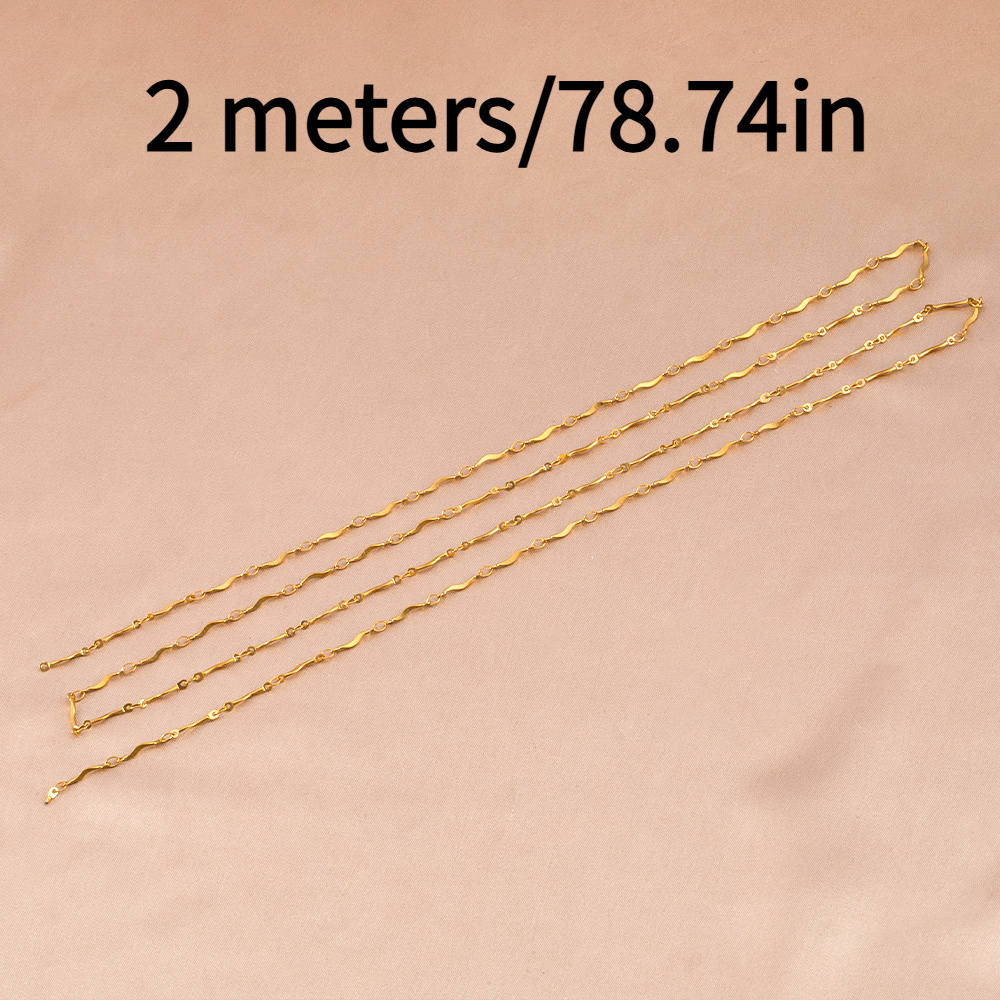 Image of 2 Meters Fashion Bracelet/necklace Chain Stainless Steel Material Solid Connecting Block Heavy Chain For Jewelry Making