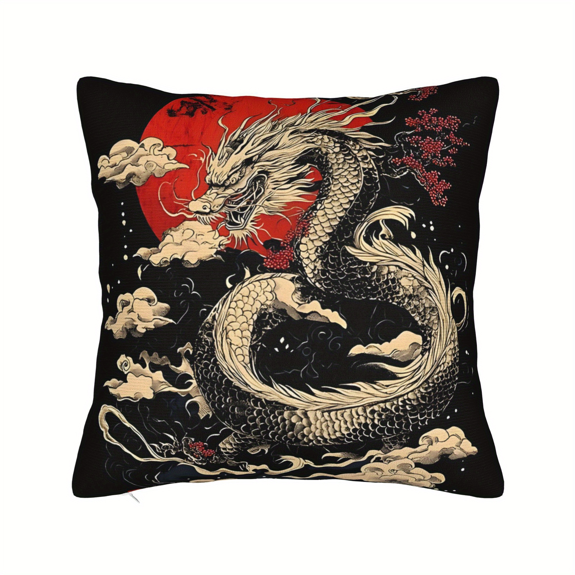 TEMU 2d Print Design Japanese Dragon Tokyo Japan Throw Pillowcase For Sofa Coussin Covers Decorative