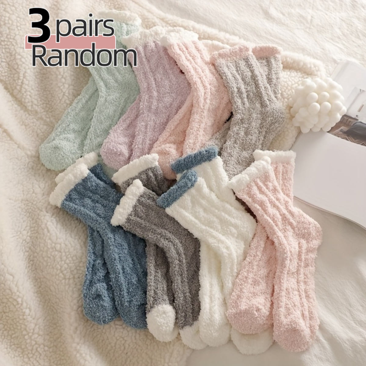 

3pcs Cozy Fuzzy Socks For Women - Soft, Warm & Stylish Socks, Machine Washable