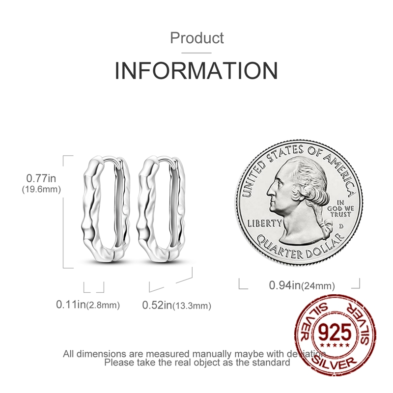 Women's 925 Sterling Silver Liquid Metal U-Shaped Earrings