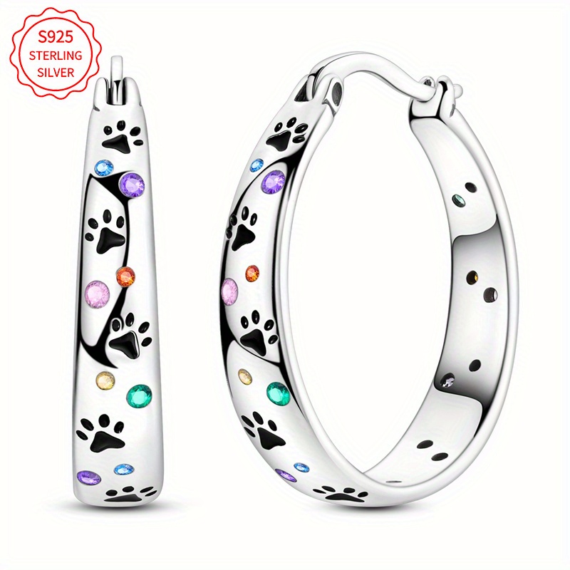 TEMU 925 Sterling Style Sparkling Bubble Claw Print Earrings Ear High-quality Low Allergy Women' Earrings Gifts