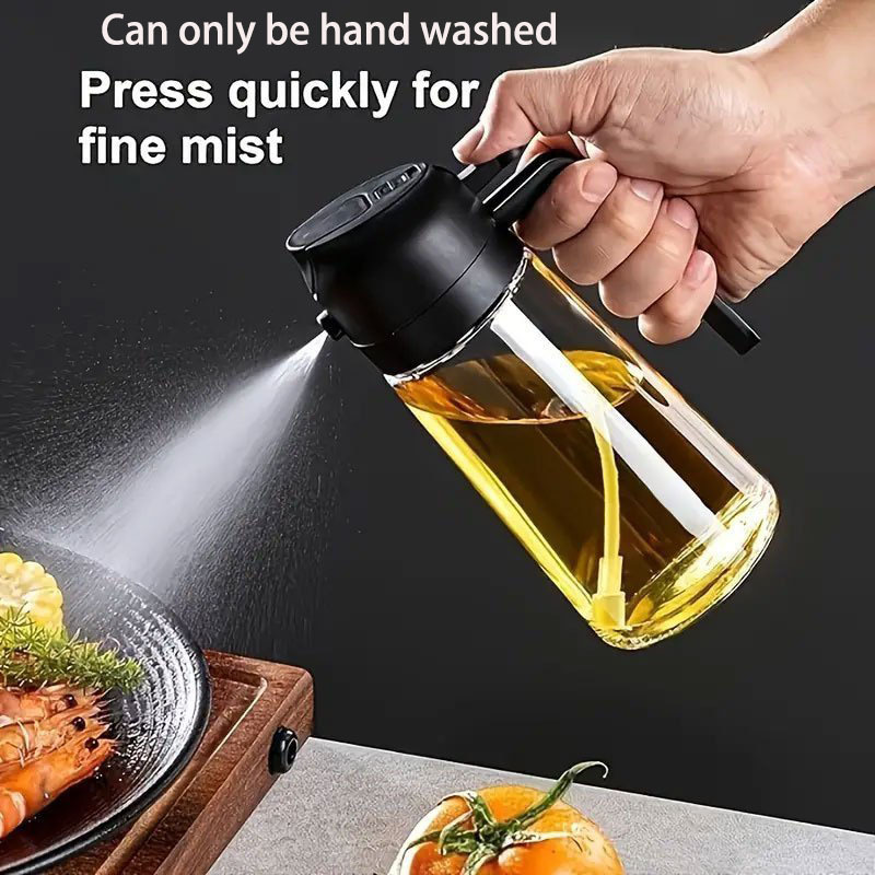 Image of 1 2-in-1 Oil Sprayer Bottle, Oil Bottle And Cooking Sprayer, Automatic Flip, 16 Oz/470ml Condiment Squeeze Bottle, A Product That Used In 11 Festivals, For Cooking, Salad Dressing, Barbecue, Air Fryer