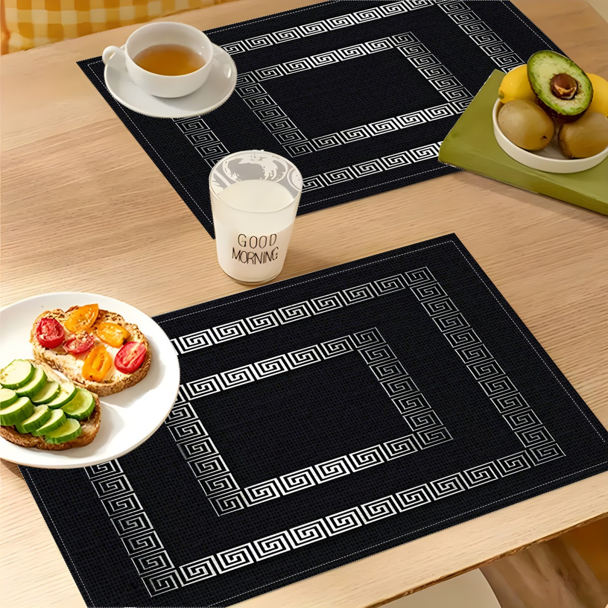 

2pcs/4pcs/6pcs High-end Black, Chinese , Style Solid Placemats, Linen Placemats, Table Mats, Insulation Coasters, Dining Decor, Suitable For /party