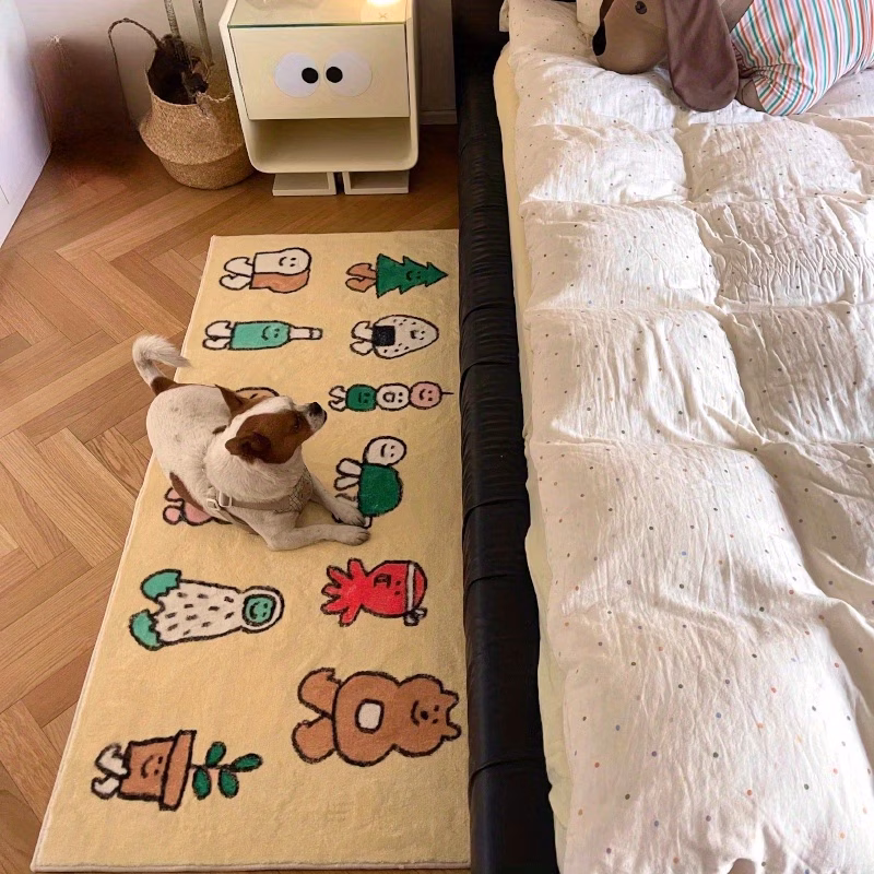 1pc of faux cashmere carpet 1000g m thickened to 10mm suitable for bedroom bedside plush carpet for dressing table non slip carpet mat Product details 0