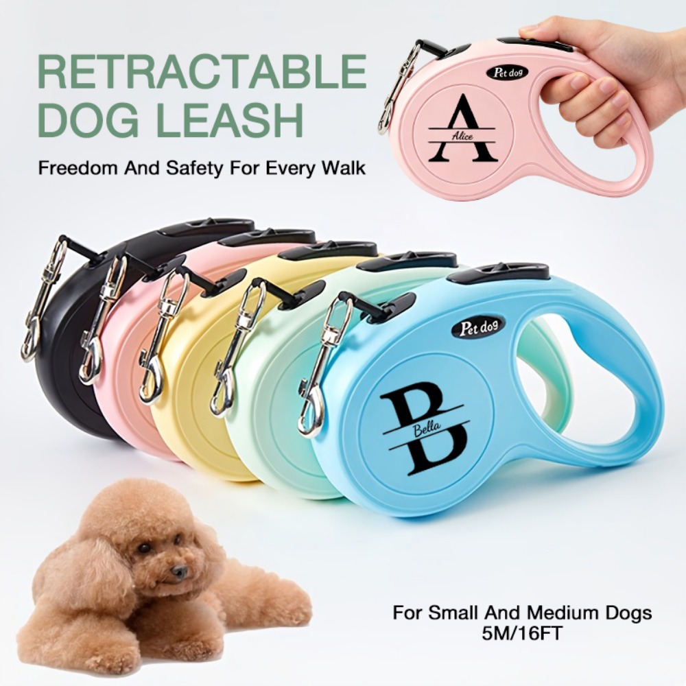 Retractable Dog Leash with Custom Letter Design