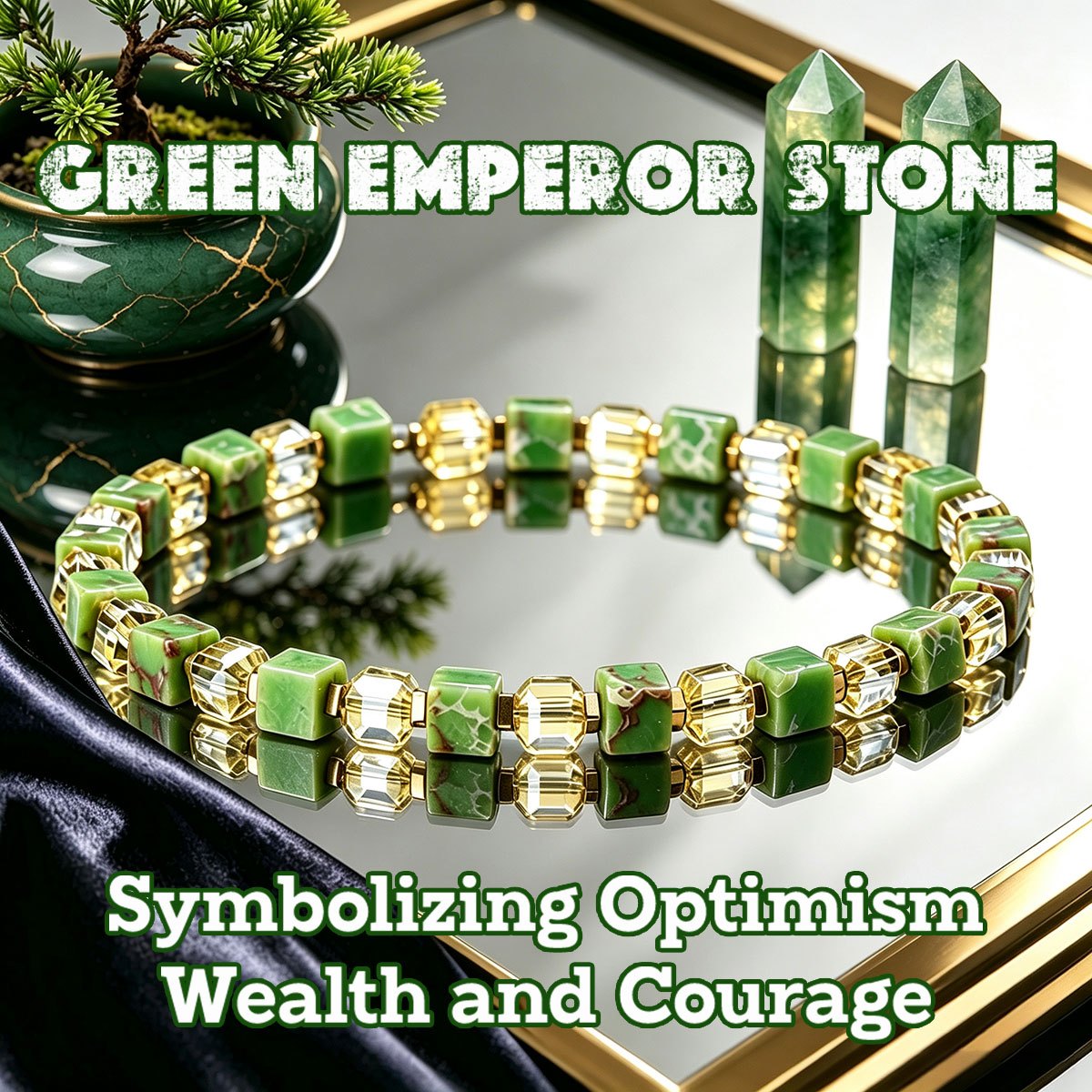 TEMU Bracelet de perles carrées en de l' verte de 5 mm, symbolisant , et , bijou de style décontracté avec corde élastique, adapté pour un port et