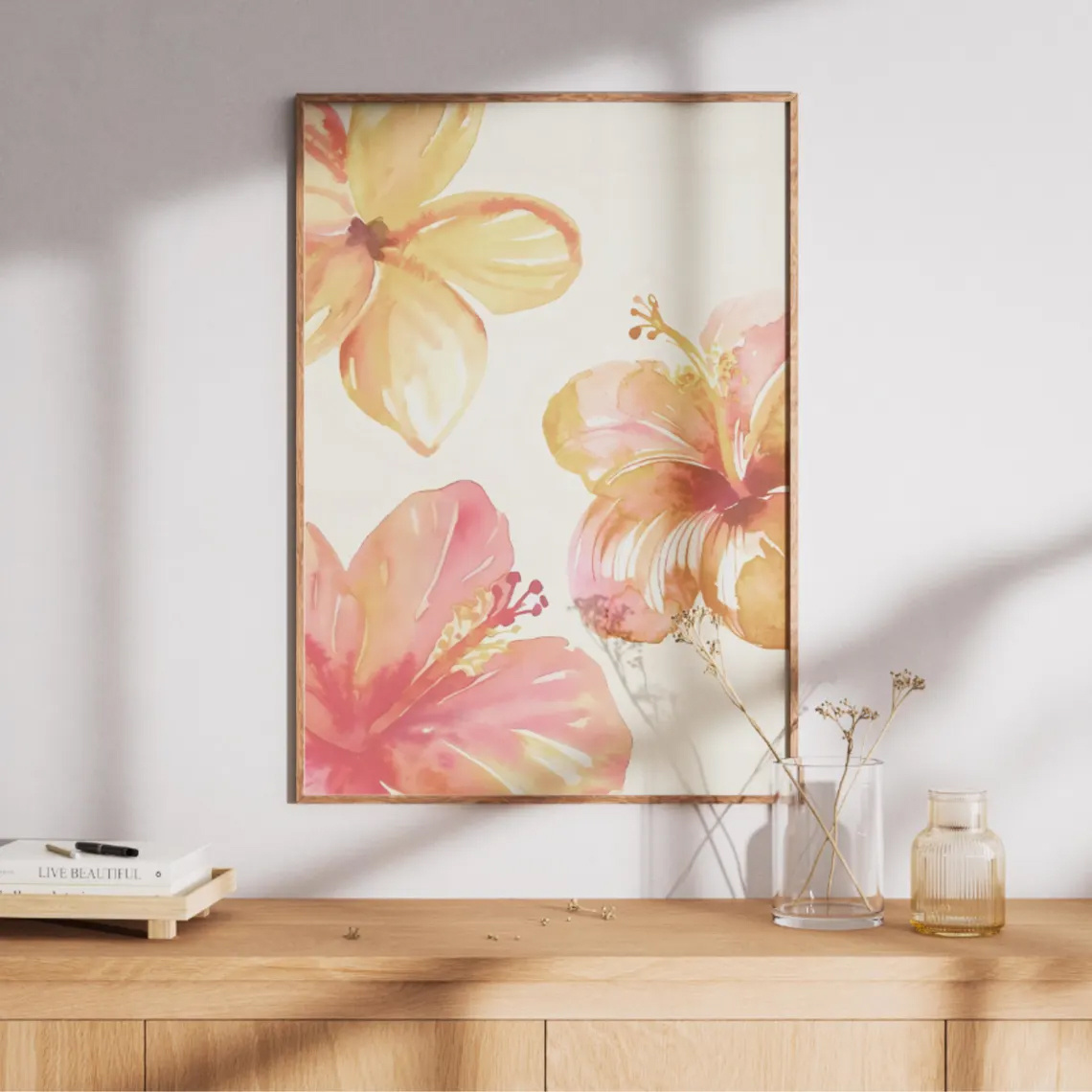 TEMU 2d Flat, 2d Flat, 1pc Wall Decoration, Retro Posters, Watercolor Print Of , Floral Botanical Art, Summer Flower Decor, Suitable For Bedroom And