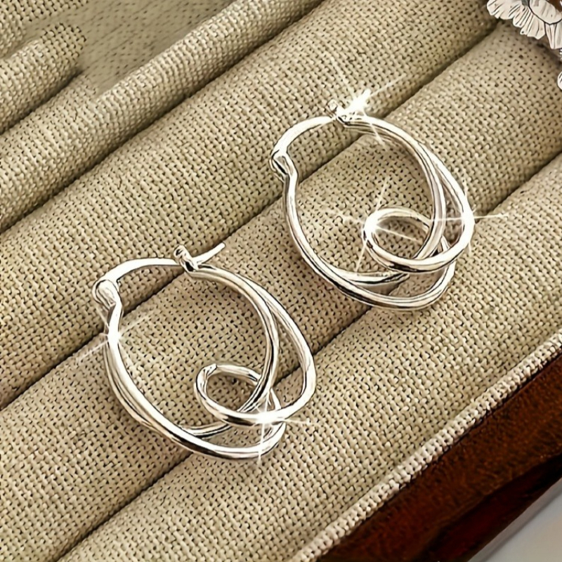 TEMU Pendientes de aro , estilo chic, para mujer, ideales para uso diario, trabajo de oficina y citas casuales