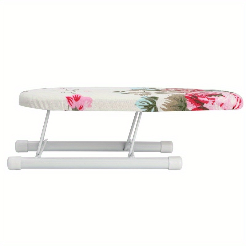 TEMU Compact Floral Tabletop Ironing Board With Folding Legs - Portable, Space-saving Design For Home Sewing & Travel, Plastic Construction