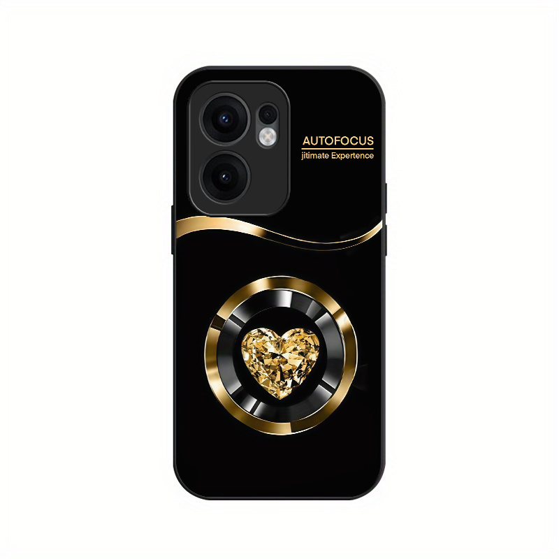TEMU Phone Case - Stylish Phone Case Made Of Hard Tempered Glass Featuring A Metal Circle , Designed For Oppo Reno 13f, Offering Complete Back Cover
