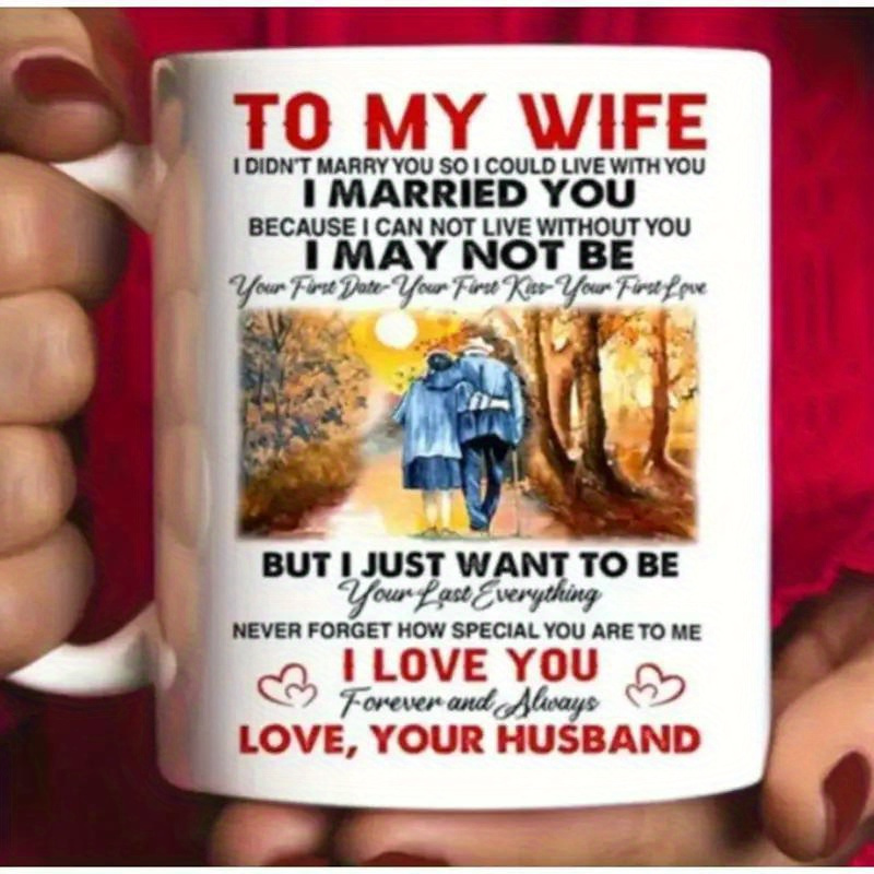 TEMU 11oz Coffee Mug For Wife - ' And ' Gift From Husband, Double-sided Print With Romantic Autumn Walk Design, Or Tea, Ideal For & Colleagues, Coffee Cup